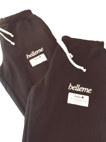 Belleme Script Sweatpants [black] Front Label